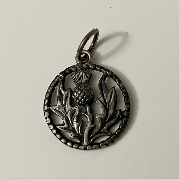 Vintage Silver Thistle Pendant Charm - Picture 1 of 10